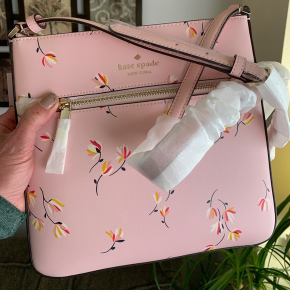 Authentic Kate SPADE Saffiano leather floral zip top Crosby - Picture 3 of 11